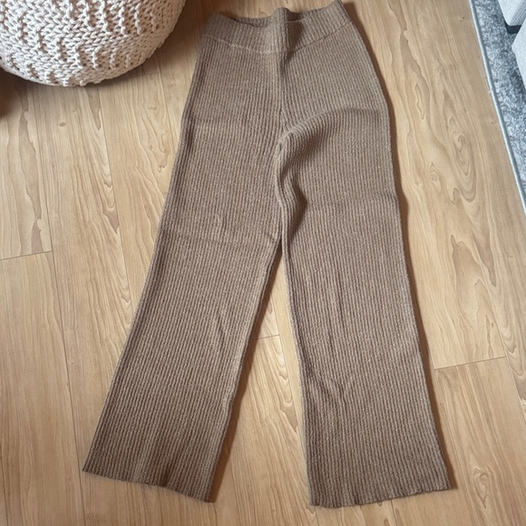 Lovers + Friends Tan Wide Leg Knit Pants - Picture 1 of 4